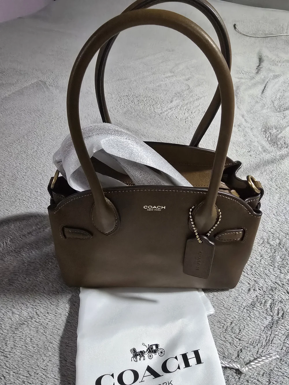 COACH Olive Green Leather Satchel Bag